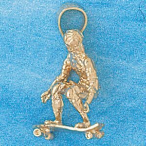 Dazzlers Jewelry Skate Board Pendant Necklace Charm Bracelet in Yellow, White or Rose Gold 3340, MP…