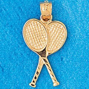 Tennis Racket Pendant Necklace Charm Bracelet in Yellow, White or Rose Gold 3299