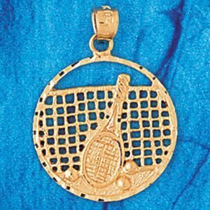 Tennis Racket Pendant Necklace Charm Bracelet in Yellow, White or Rose Gold 3301