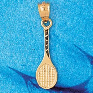 Tennis Racket Pendant Necklace Charm Bracelet in Yellow, White or Rose Gold 3305
