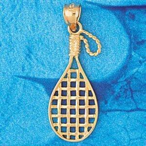 Tennis Racket Pendant Necklace Charm Bracelet in Yellow, White or Rose Gold 3311