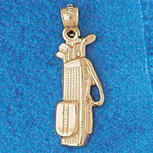 Golf Club Bag Pendant Necklace Charm Bracelet in Yellow, White or Rose Gold 3379