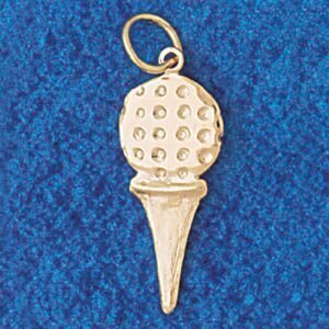 Golf Ball Pendant Necklace Charm Bracelet in Yellow, White or Rose Gold 3391