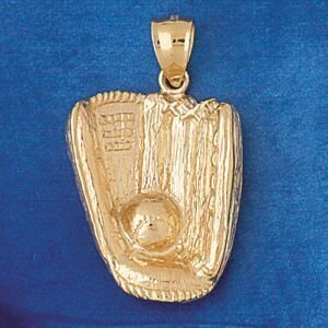 Dazzlers Jewelry Baseball Mitt Glove Pendant Necklace Charm Bracelet in Yellow, White or Rose Gold …