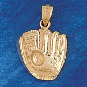 Baseball Mitt Glove Pendant Necklace Charm Bracelet in Yellow, White or Rose Gold 3347