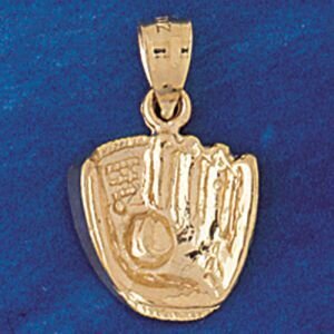 Baseball Mitt Glove Pendant Necklace Charm Bracelet in Yellow, White or Rose Gold 3348