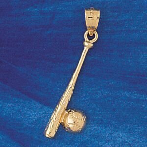 Baseball Bat Pendant Necklace Charm Bracelet in Yellow, White or Rose Gold 3356