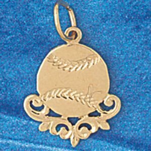 Baseball Ball Pendant Necklace Charm Bracelet in Yellow, White or Rose Gold 3365