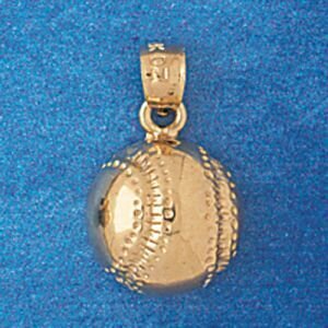Baseball Ball Pendant Necklace Charm Bracelet in Yellow, White or Rose Gold 3367