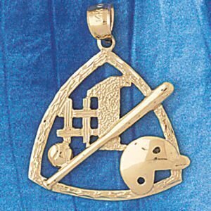Dazzlers Jewelry Baseball #1 Bat and Glove Pendant Necklace Charm Bracelet in Yellow, White or Rose…