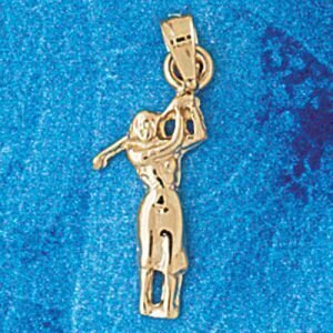 Golfer Pendant Necklace Charm Bracelet in Yellow, White or Rose Gold 3410