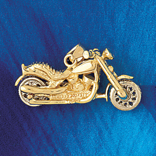 Harley Davidson Motorcycle Pendant Necklace Charm Bracelet in Yellow, White or Rose Gold 3635