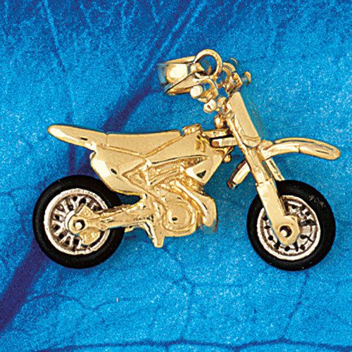 Motorcycle Pendant Necklace Charm Bracelet in Yellow, White or Rose Gold 3637