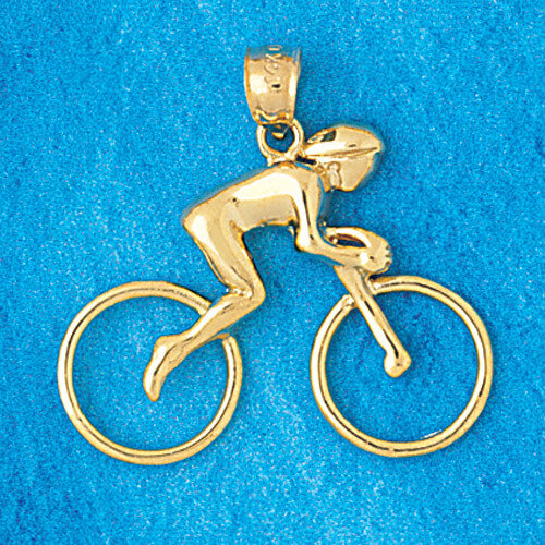 Dazzlers Jewelry Biker Bicycle Pendant Necklace Charm Bracelet in Yellow, White or Rose Gold 3648, …