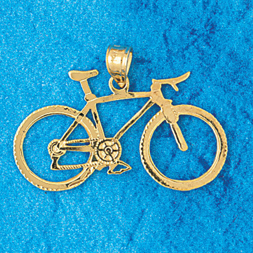 Biker Bicycle Pendant Necklace Charm Bracelet in Yellow, White or Rose Gold 3649