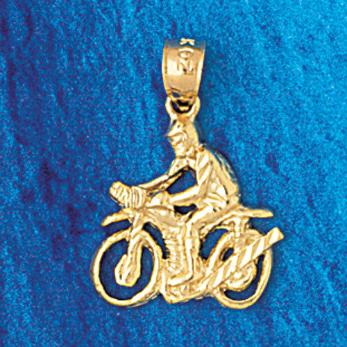 Biker Bicycle Pendant Necklace Charm Bracelet in Yellow, White or Rose Gold 3652