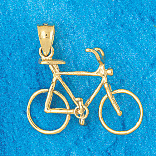 Biker Bicycle Pendant Necklace Charm Bracelet in Yellow, White or Rose Gold 3653