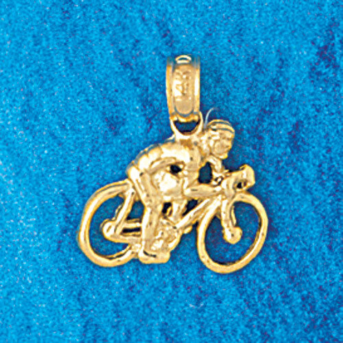 Biker Bicycle Pendant Necklace Charm Bracelet in Yellow, White or Rose Gold 3659