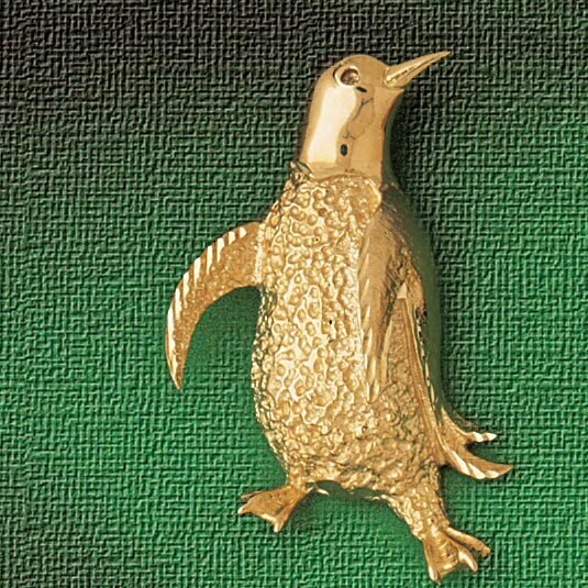 Penguin Pendant Necklace Charm Bracelet in Yellow, White or Rose Gold 1600