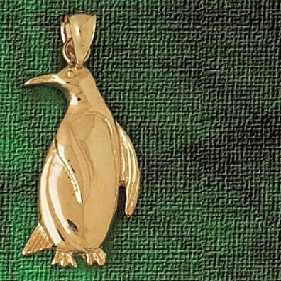 Penguin Pendant Necklace Charm Bracelet in Yellow, White or Rose Gold 1605