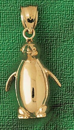 Penguin Pendant Necklace Charm Bracelet in Yellow, White or Rose Gold 1609