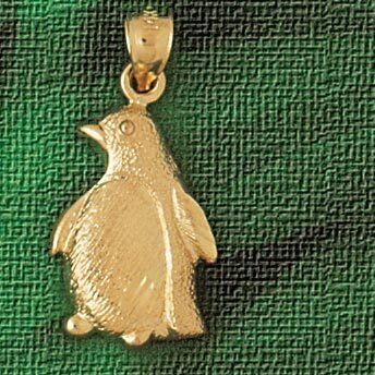 Penguin Pendant Necklace Charm Bracelet in Yellow, White or Rose Gold 1611