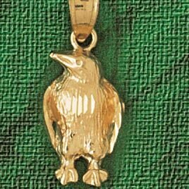 Penguin Pendant Necklace Charm Bracelet in Yellow, White or Rose Gold 1617
