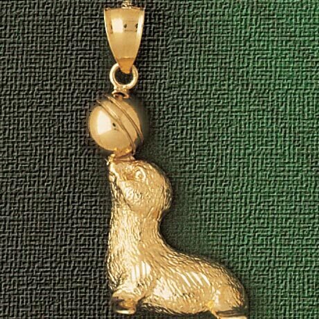 Seal Pendant Necklace Charm Bracelet in Yellow, White or Rose Gold 1619