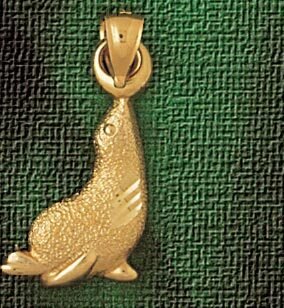 Seal Pendant Necklace Charm Bracelet in Yellow, White or Rose Gold 1628