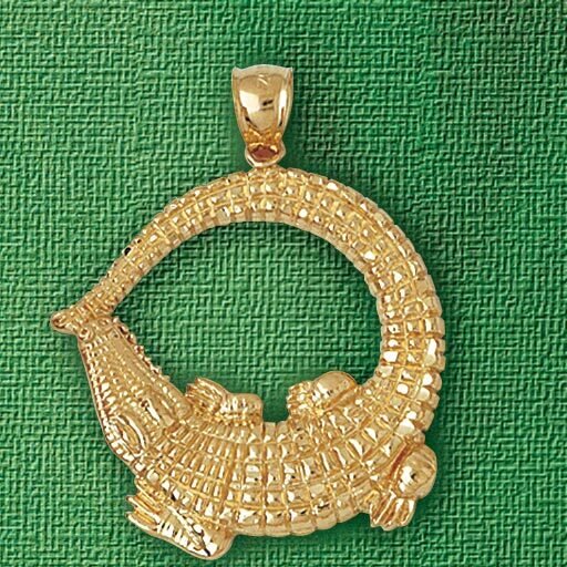 Alligator Crocodile Pendant Necklace Charm Bracelet in Yellow, White or Rose Gold 1630