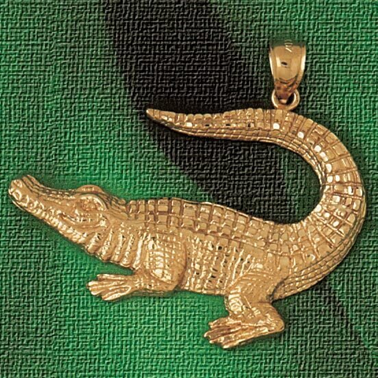 Alligator Crocodile Pendant Necklace Charm Bracelet in Yellow, White or Rose Gold 1631