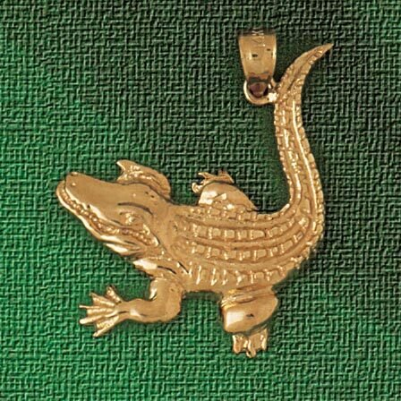 Alligator Crocodile Pendant Necklace Charm Bracelet in Yellow, White or Rose Gold 1632