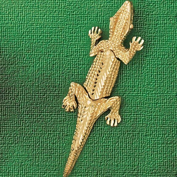 Alligator Crocodile Pendant Necklace Charm Bracelet in Yellow, White or Rose Gold 1633