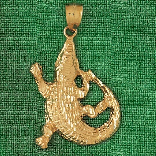 Alligator Crocodile Pendant Necklace Charm Bracelet in Yellow, White or Rose Gold 1636