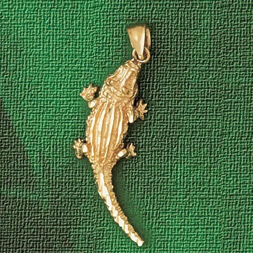 Alligator Crocodile Pendant Necklace Charm Bracelet in Yellow, White or Rose Gold 1637