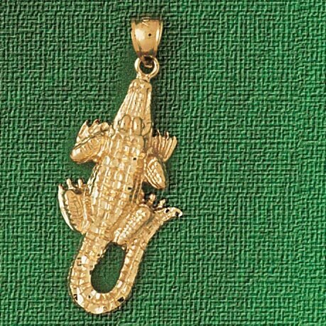 Alligator Crocodile Pendant Necklace Charm Bracelet in Yellow, White or Rose Gold 1638