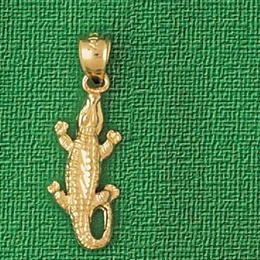 Alligator Crocodile Pendant Necklace Charm Bracelet in Yellow, White or Rose Gold 1639