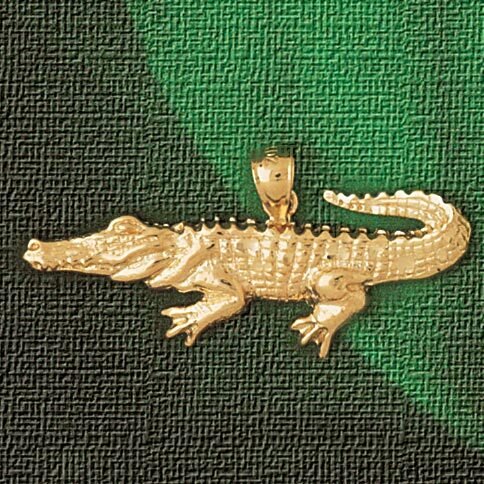 Alligator Crocodile Pendant Necklace Charm Bracelet in Yellow, White or Rose Gold 1642