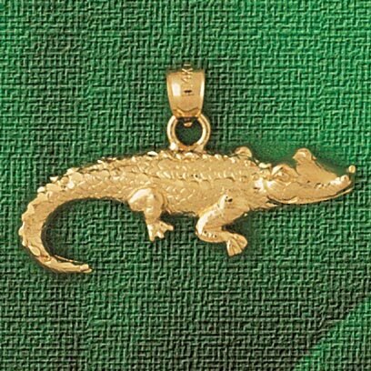 Alligator Crocodile Pendant Necklace Charm Bracelet in Yellow, White or Rose Gold 1643