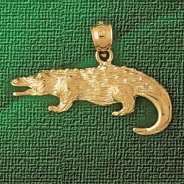 Alligator Crocodile Pendant Necklace Charm Bracelet in Yellow, White or Rose Gold 1644