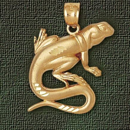 Lizard Pendant Necklace Charm Bracelet in Yellow, White or Rose Gold 1647