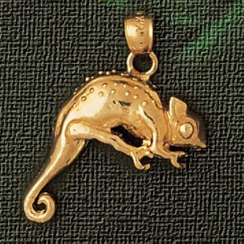 Lizard Pendant Necklace Charm Bracelet in Yellow, White or Rose Gold 1648