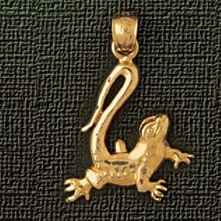 Lizard Pendant Necklace Charm Bracelet in Yellow, White or Rose Gold 1649