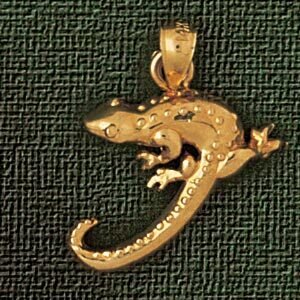 Lizard Pendant Necklace Charm Bracelet in Yellow, White or Rose Gold 1650