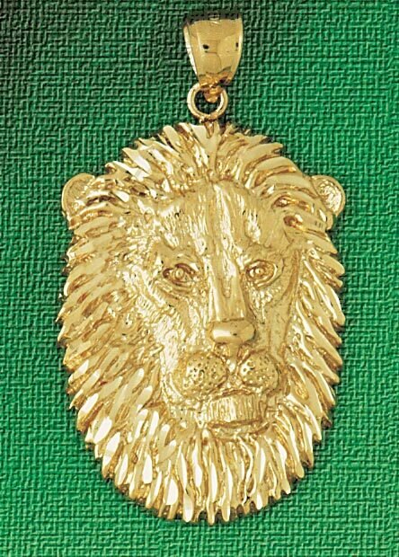 Lion Head Pendant Necklace Charm Bracelet in Yellow, White or Rose Gold 1654