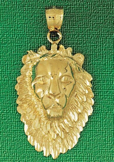 Lion Head Pendant Necklace Charm Bracelet in Yellow, White or Rose Gold 1655