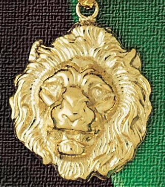 Lion Head Pendant Necklace Charm Bracelet in Yellow, White or Rose Gold 1657
