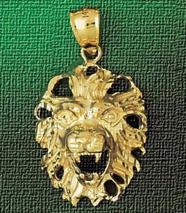 Lion Head Pendant Necklace Charm Bracelet in Yellow, White or Rose Gold 1662