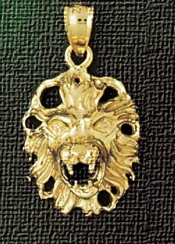 Lion Head Pendant Necklace Charm Bracelet in Yellow, White or Rose Gold 1663