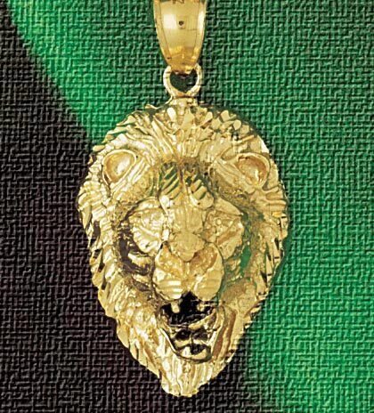 Lion Head Pendant Necklace Charm Bracelet in Yellow, White or Rose Gold 1664
